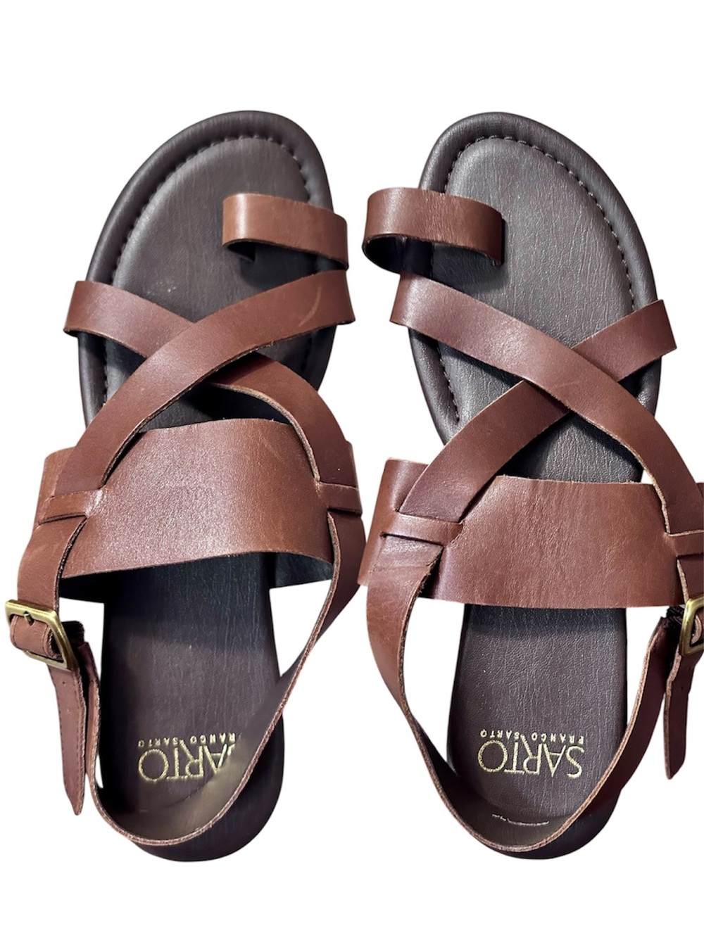 Franco Sarto Brown Leather Strappy Sandals